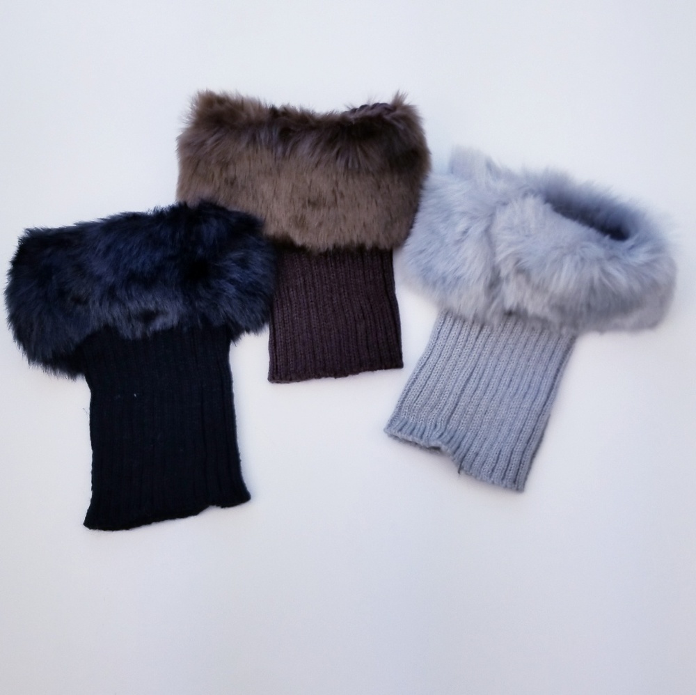Warm Fur Knit Boot Toper Dress Sock Leg Warmers - Picture 3 of 5